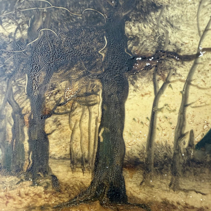 Original Landscape Oil Painting "Wooden Frame" Expressive Small Artwork Holland Art Shop