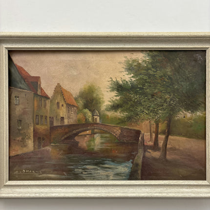Rustic Cityscape Oil Painting "Stone Bridge" Traditional Art Holland Art Shop