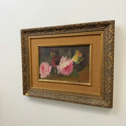 Refined Floral Still Life Oil Painting "Framed Roses" Traditional Art Holland Art Shop