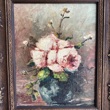 Elegant Floral Still Life Oil Painting "Pink Roses" Refined Art Holland Art Shop