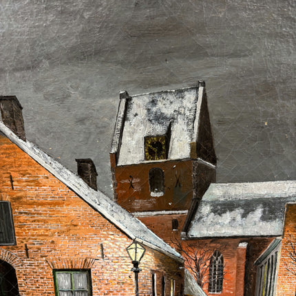 Vintage Cityscape Oil Painting "Brick Barn" Handcrafted Dutch Art Holland Art Shop
