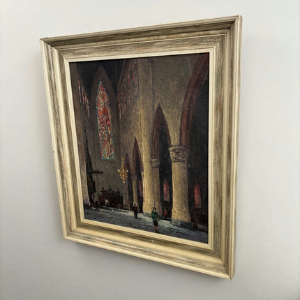 Rustic Church Interior Oil Painting "Gothic Church" Refined Large Artwork Holland Art Shop