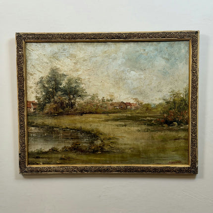 Traditional Landscape Oil Painting "Riverside Trees" Refined Large Artwork Holland Art Shop