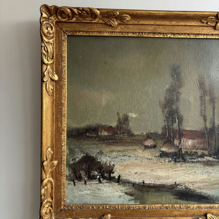 Classic Winter Landscape Oil Painting "Gilded Frame" Traditional Belgique Art Holland Art Shop