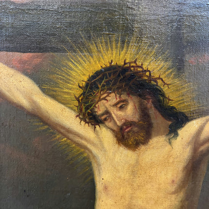 Vintage Religious  Oil Painting "Crucified Christ" Classic Large Artwork Holland Art Shop