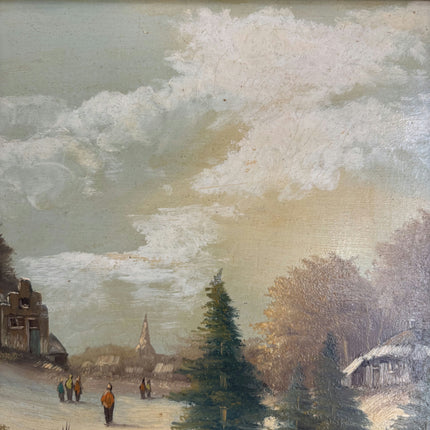 Authentic Winter Landscape Oil Painting "Gilded Frame" Detailed Artwork Holland Art Shop