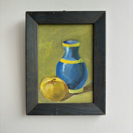 Rustic Still Life Oil Painting "Blue Vase" Detailed Small Art Holland Art Shop