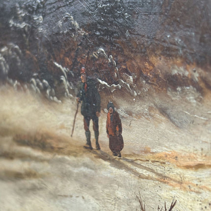 Expressive Oil Painting Winter Landscape "Winter Walkers" Intriguing Medium Art