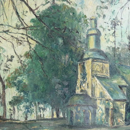 Vintage Landscape Oil Painting "Village Church" Classic Art Holland Art Shop