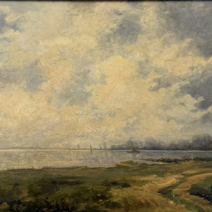 Elegant Landscape Oil Painting "Cloudy Sky" Rustic Large Art Holland Art Shop