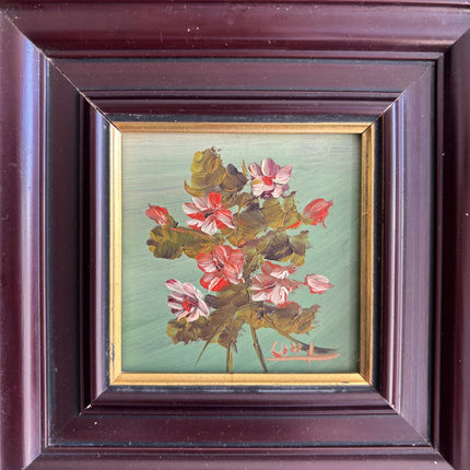 Original Floral Still Life Oil Painting "Dark Frame" Authentic Small Art Holland Art Shop