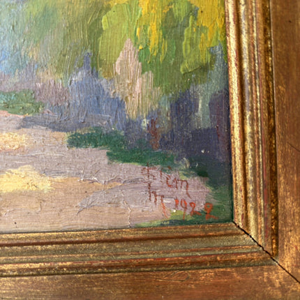 1922 Antique Interior Oil Painting "Tall Trees" Small Art Holland Art Shop