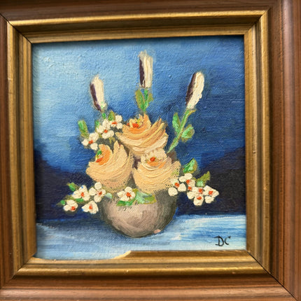 Elegant Floral Still Life Oil Painting "Blue Water" Refined Small Artwork Holland Art Shop