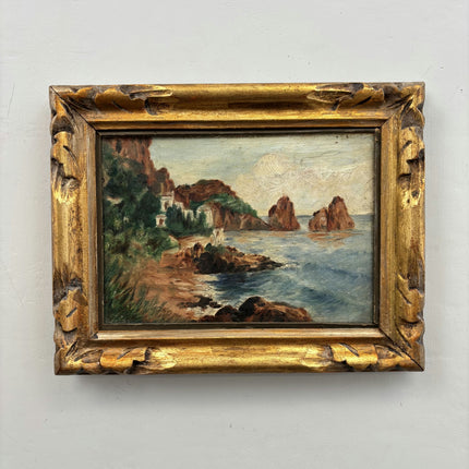 Handcrafted Seascape Oil Painting "Rocky Coast" Traditional Small Artwork Holland Art Shop