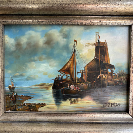 Authentic Harbor Scene Oil Painting "Sailing Boat" Timeless Small Art Holland Art Shop