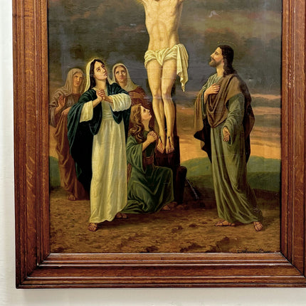 Vintage Religious  Oil Painting "Crucified Christ" Classic Large Artwork Holland Art Shop