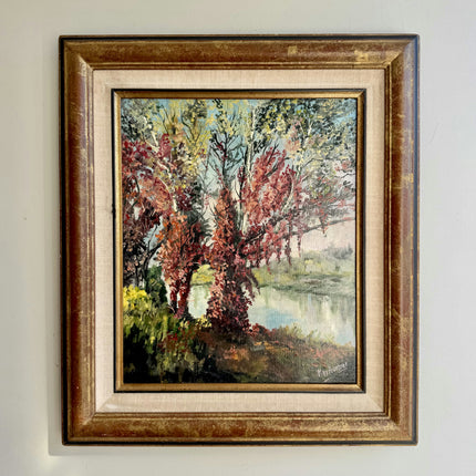 Vintage Landscape Oil Painting "Autumn Tree" Rustic Artwork Holland Art Shop