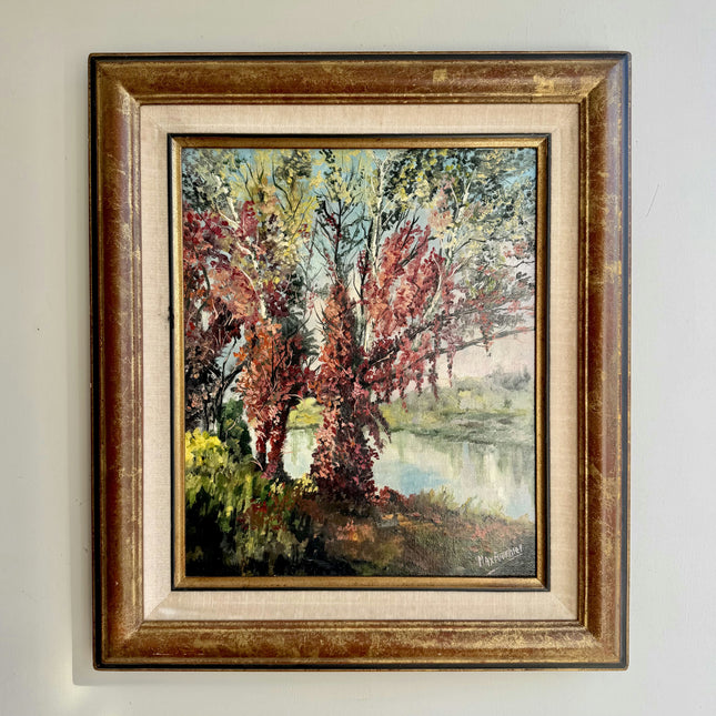 Vintage Landscape Oil Painting "Autumn Tree" Rustic Artwork Holland Art Shop