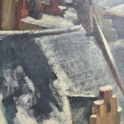 Vintage Cityscape Oil Painting "Snowy Roof" Authentic Artwork Holland Art Shop