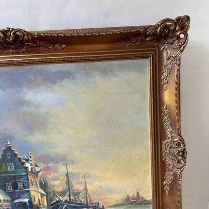 Rustic Winter Landscape Oil Painting "Windmill Tower" Refined Large Art Holland Art Shop