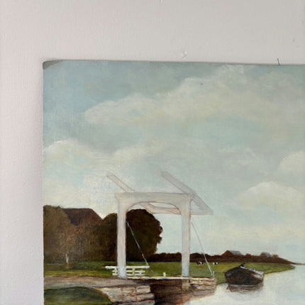 Original Landscape Oil Painting "Wooden Drawbridge" Timeless Small Art Holland Art Shop