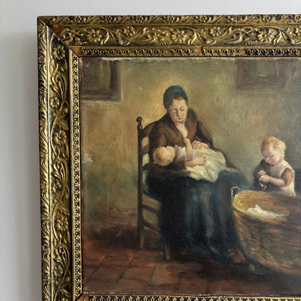 Elegant Figurative Oil Painting "Nursing Mother" Original Dutch Art Holland Art Shop