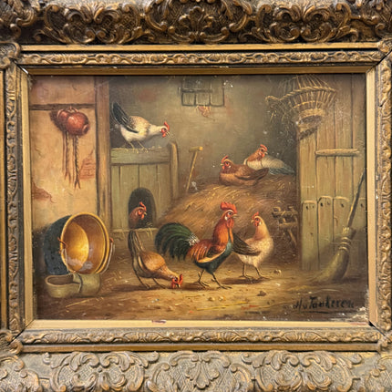 Timeless Animals Oil Painting "Wooden Panel" Vintage Small Artwork Holland Art Shop