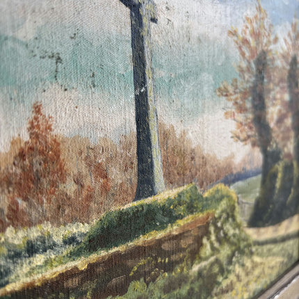 Classic Landscape Oil Painting "Wooden Post" Rustic Small Art Holland Art Shop