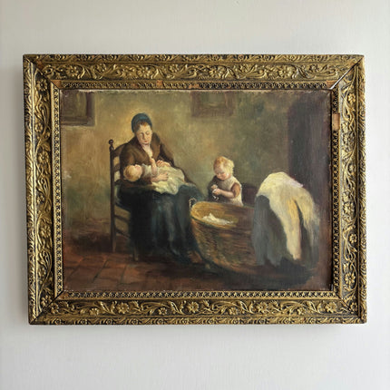 Elegant Figurative Oil Painting "Nursing Mother" Original Dutch Art Holland Art Shop