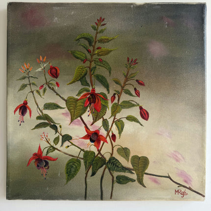 Traditional Floral Still Life Oil Painting "Fuchsia Branch" Small Artwork Holland Art Shop