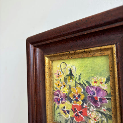 Handcrafted Floral Still Life Oil Painting "Framed Flowers" Authentic Small Art Holland Art Shop