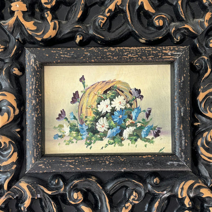 Classic Floral Still Life Oil Painting "Carved Frame" Original Small Artwork Holland Art Shop