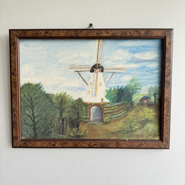 Classic Landscape Oil Painting "Windmill Tower" Expressive Small Art Holland Art Shop