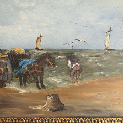 Rustic Seascape Oil Painting "Framed Painting" Vintage Artwork Holland Art Shop