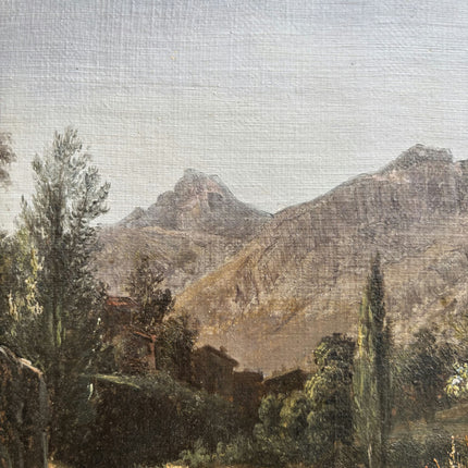 19th Century Antique Landscape Oil Painting "Wooded Valley" Small Art Holland Art Shop