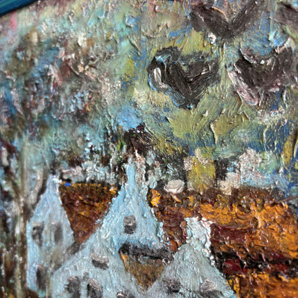 Detailed Landscape Oil Painting "Blue Frame" Timeless Small Artwork Holland Art Shop