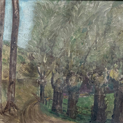 Vintage Landscape Oil Painting "Row Of Trees" Classic Small Artwork Holland Art Shop