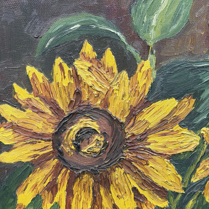 Original Floral Still Life Oil Painting "Sunflower Vase" Handcrafted Large Art Holland Art Shop