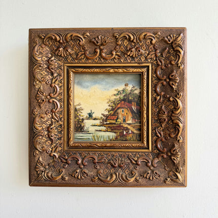 Traditional Landscape Oil Painting "Ornate Frame" Authentic Small Art Holland Art Shop