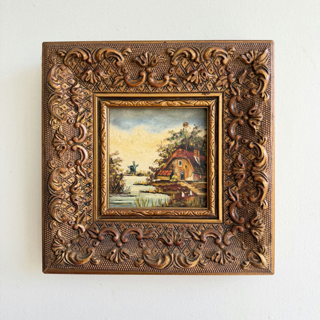 Traditional Landscape Oil Painting "Ornate Frame" Authentic Small Art Holland Art Shop