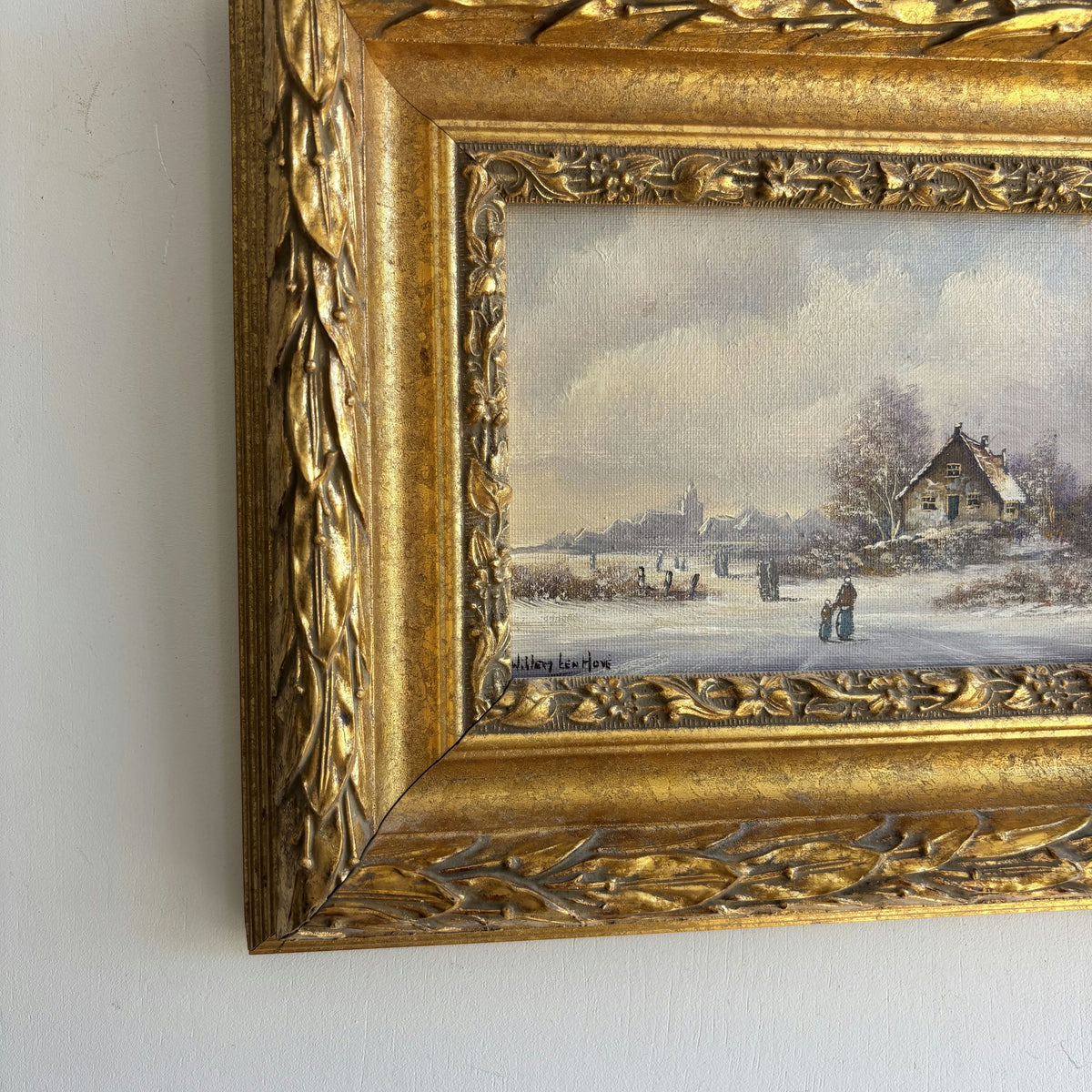Vintage Winter Landscape Oil Painting 