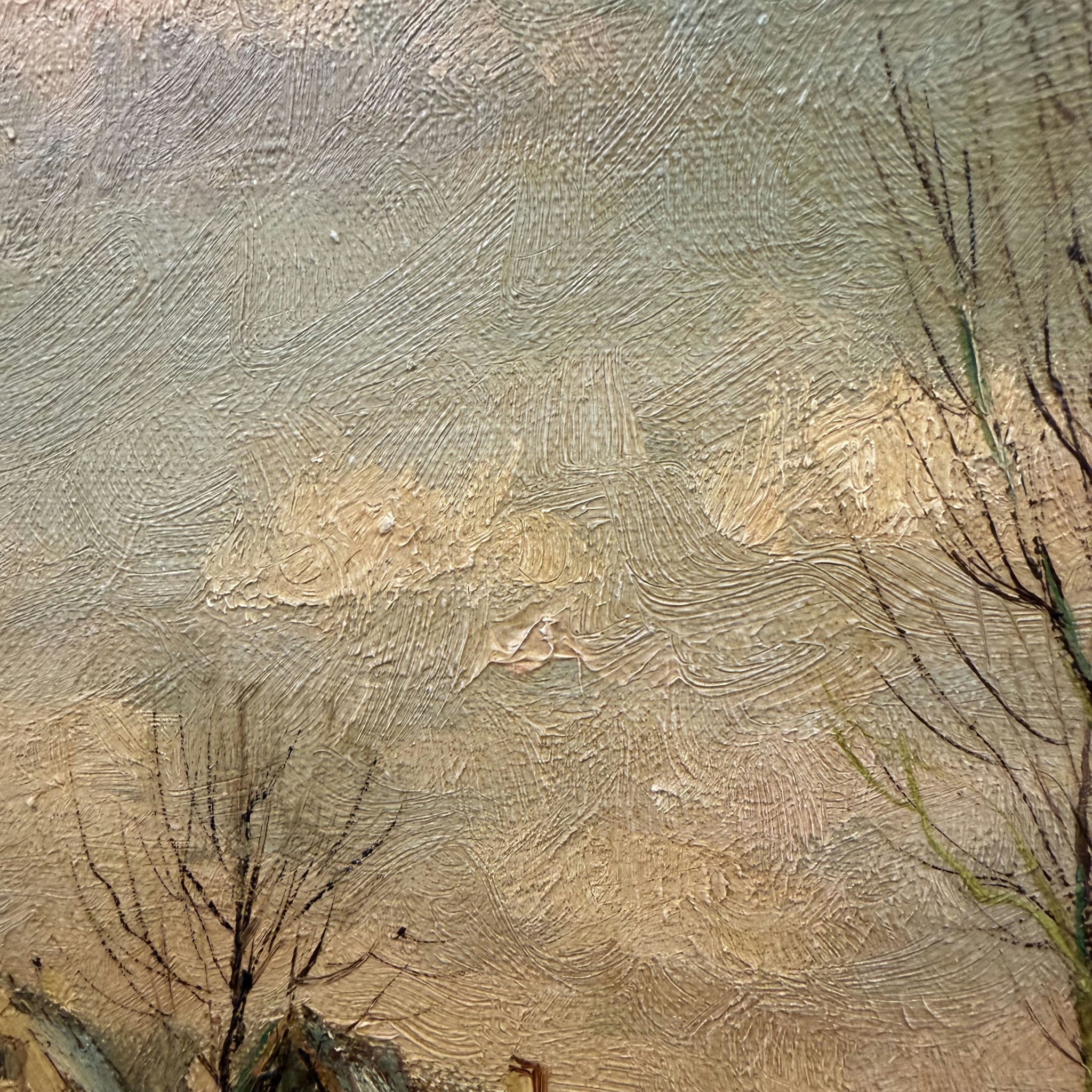1905 Antique Winter Landscape Oil Painting 