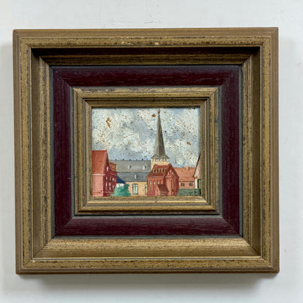 Refined Cityscape Oil Painting "Church Steeple" Elegant Small Art Holland Art Shop