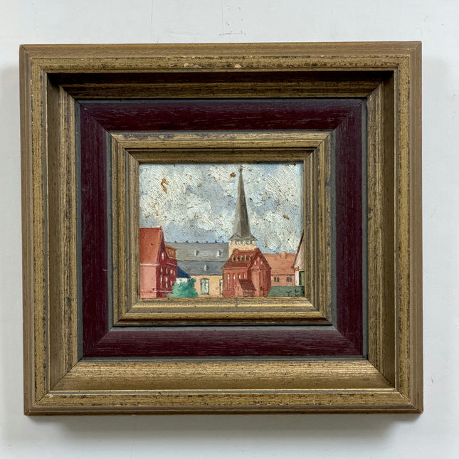 Refined Cityscape Oil Painting "Church Steeple" Elegant Small Art Holland Art Shop