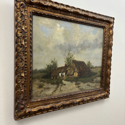 Authentic Landscape Oil Painting "Thatched Cottage" Timeless Artwork Holland Art Shop