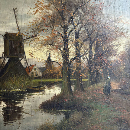 Refined Landscape Oil Painting "Windmill Tower" Detailed Artwork Holland Art Shop