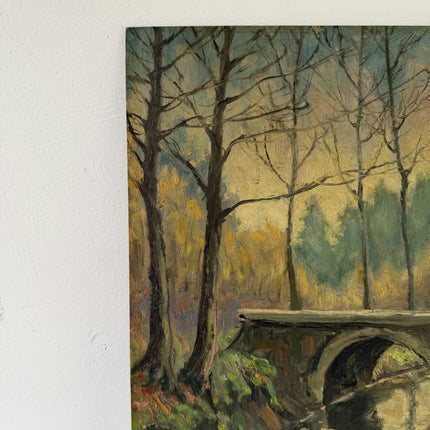 Remarkable Oil Painting Plein Air Landscape "Stone Bridge" Medium Artwork