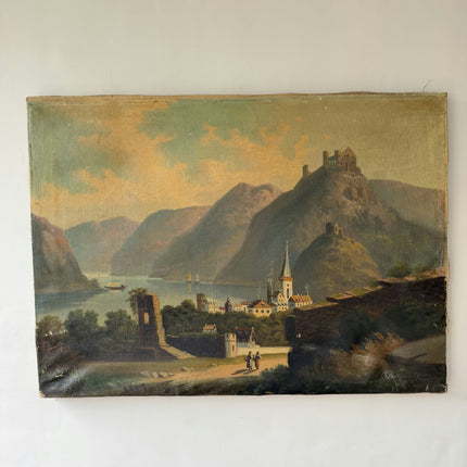 Antique Oil Painting "Hilltop Castle" Elegant Art Holland Art Shop