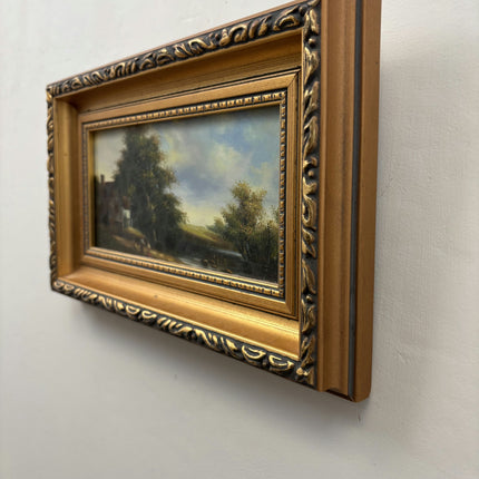 Timeless Landscape Oil Painting "Golden Frame" Authentic Small Art Holland Art Shop
