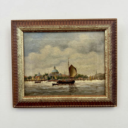 Expressive Seascape Oil Painting "Woman Head" Authentic Small Artwork Holland Art Shop